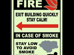 In Case of Fire Exit Building Quickly Left Arrow Sign