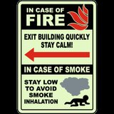 In Case of Fire Exit Building Quickly Left Arrow Sign